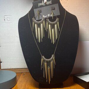 Park Lane Gold-Tone Spike Fringe Necklacw & Matching Earrings Set